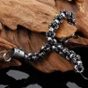 Punk Matte Shiny Skull Bracelets For Men Stainless Steel Brushed Skull Charm Link Chain Brecelet Male Gothic Jewelry
