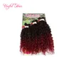 220G FREETRESS DEEP WAVE BUNDLES Brasilianska Kinky Curly Hair Weaves Sy i hårförlängningar Blond Extensions Burgundy Färg Vävbuntar