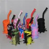 Silicon Rigs with 4mm quartz nail Water pipe Silicone Hookah Bongs Dab Rig Cool Shape silicone wax containers bubbler bong