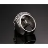 Punk Vintage Stainless Steel Skull Ring for Men Antique Silver Color Zircon Mens Rings Hip Hop Male Jewelry