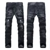 Vendite calde Jeans da motociclista maschile Designer con cerniera di alta qualità Stampato Pantaloni dritti di grandi dimensioni rotti Streetwear