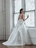 Elegante abito da sposa in raso Ball Gown Vintage Scoop Backless Sweep Train Plus Size Abiti da sposa vestido de novia