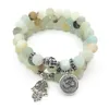 SN1282 Designer 2018 Bouddha Tête Bracelet Ensemble Mat Amazonite Ohm Hamsa Bracelet Haute Qualité Pierre Naturelle Bijoux