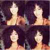 Natural black Afro Kinky Curly Wigs with bangs Heat Resistant Gluelese short Synthetic Lace Front Wigs with bangs for Black women