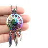 C798 Rainbow Color Dream Catcher Sun Face Pärlor Burpendant Essentiell Oljediffusor Aromaterapi Pearl Cage Locket Hängsmycke Halsband