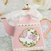 100 sztuk Whimsy Czajnik Spiłki Pudełka Pudełka Ślubne Prysznic Teatime Floral Candy Box Favors Holder Rocznica Sprzyja Partii urodzinowej Prysznic