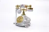 Telefono antico in ceramica con stile vintage e telefono da scrivania con rosa in rilievo bianco per l'arredamento del soggiorno4124307