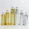 300 x 15ml 30ml 50ml Aluminum Airless lotion Pump Bottle 1OZ Airless Container 30ML Lotion Airless Packaging Gold Silver Color