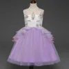 2 bis 6 Jahre Mädchen Sommer Einhorn Kleid BlumenPerlen Kleidung festliche Feier Kinder Teenager Boutique Tüllkleidung R1A3760151