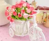 Vasi bianco triciclo bici design cesto di fiori contenitore portaoggetti festa decorazione matrimonio decorazioni per la casa bici in maglia puntelli foto sfondo