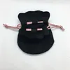 Pink Ribbon Schwarze Samtbeutel passen europäische Pandora -Perlen Charms und Armbänder Halsketten Schmuck Mode -Anhänger Beutel