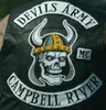 Ny ankomst Cool MC Devils Army Campbell River Brodery Patches Motorcykelklubb Vest Outlaw Biker MC Jacket Punk Iron on Large Back Patch