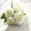 2022 Newwedding Flower White Pink Champagne 6 Färger Artificial Silk PeonyBride Peony Bouquet