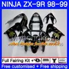 Lichaam voor Kawasaki ZX 9 R ZX900 ZX9 R ZX9R 98 99 00 220HM.43 ZX 900 900CC ZX 9R 98 99 ZX-9R 1998 1999 2000 Groene Black Fairing Kit