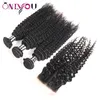 Big Promotion Deep Wave Human Hair Weave Bundles with Closure Brazilian Deep Curly Virgin Hair and Lace Closure Wet and Wavy Hair Extensions