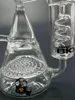BIO Bong Water Pipes Dubbel återvinningsmaskin Honeycomey to Turbine Prec Glasvattenpipor Spiral Ice Catcher Oil Rigs 8" tum Tall Bubbler Beaker Bongs