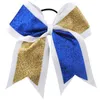 20 PCS 7 Polegada Grande Cheerleading Bow Bow Glitter Grosgrain Ribbon Elastic Band Cabelo Cabelo Arcos Meninas / Mulheres