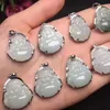 Zertifikat natürliche Jade Buddha Halskette Damen Anhänger Geschenk mit Box Inlay 925 Silber Schmuck Pendants221U