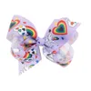 Flickor Unicorn Hair Bows Alligator Clips Big Paint Love JoJo Ombre Rainbow Bowknot Hairpins Headwear Bobbles Tillbehör