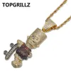 TOPGRILLZ Shiny Skateboard Cartoon Doll Pendant Necklace Gold Color Iced Out Cubic Zircon Men's Hip Hop Jewelry Choker Gifts