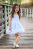 Enfants Double gâteau robe pansement arc élastique dentelle rayé gilet Midriff jupe bébé filles princesse vêtements d'été tenues 16T6587073