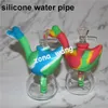 new Creative Silicone Tobacco Smoking bong Cigarette Pipe Water Hookah Bongs 10 Colors Portable Shisha Hand Spoon Pipes Tools With glass Bowl