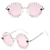 Retro Round Sunglasses Women Brand Designer English Letters Bee Metal Frame Circle Sun Glasses Fashion Female Shades Oculos3760487