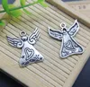 Partihandel 30st Angel Wing Heart Alloy Charms Hängsmycke Retro Smycken Göra DIY Keychain Ancient Silver Pendant för armband Örhängen 27 * 24mm