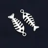 100Pcs alloy Fish Bone Charms Antique silver Charms Pendant For necklace Jewelry Making findings 25x9mm