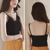 Women's Tanks & Camis Green Black White Pink Knitted Tank Tops Women Summer Camisole Vest Stretchable Ladies V Neck Slim Sexy Strappy Tops1