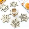 Wood Coaster Kitchen Christmas Placemat Tabell Mat Dekorationer För Hem Kopp Drick Kaffe Kaffe Dricka Snowflake Pad