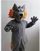 Il costume del carattere del costume della mascotte del lupo grigio vizioso su ordinazione libera il trasporto