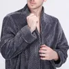 Men Women Winter Zipper Extra Long Thicken Grid Flannel Warm Bath Robe Plus Size Soft Thermal Bathrobe Dressing Gown Male Robes