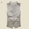 Herenvesten enkele borsten mannen coon linnen vest pak gilet vest slank zakelijk jas tops homme homme