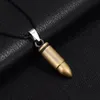 Men Titanium Steel Necklaces Bullet Pendant Leather Chain Necklace Women Jewelry