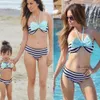 Monther et fille maillots de bain 2018 licou deux pièces ensemble de bikini bandage rayé famille maillots de bain parent-enfant maillot de bain famille L2356957