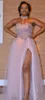 2018 New Dusty Pink Bridesmaid Dresses Lace Applique Halter Floor Length Split Tulle For Wedding Maid of Honor Gowns Prom Evening Dress