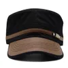 Mäns Mode Flat Top Hat PU Läder Peaked Baseball Cap GI Army Corps Hat Patrol Cadet Cap Sun Visor Snapback Cap