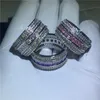 3 cores de luxo anel de ouro branco cheio de 7 fileiras zircão cz anéis de casamento anéis de banda para as mulheres nupcial dedo jóias