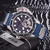 46 mm grande taille Date Maxi Marine Diver 3203-500LE-3 93-HAMMER cadran bleu montre automatique pour homme boîtier en acier bracelet en caoutchouc bleu Sport Wris236A