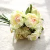 2022 Newwedding Flower White Pink Champagne 6 Färger Artificial Silk PeonyBride Peony Bouquet