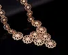 Dubai 18K Gold Pendant Flower Chain Necklace Sets Fashion African tripe Wedding Bridal Jewelry Sets (Necklace + Bracelet + Earrings +Ring)