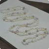 Elegant halsband Naturlig 7-8mm Mix Color Barock sötvatten Pärl Lång tröja kedja Fashion Jewelry