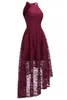 Abiti da sera sexy in pizzo bordeaux economici con scollo all'americana Halter senza maniche Abito da cerimonia formale di design alto basso Abito da festa di Natale CPS15320423