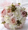 2018 Bride Bukiet Vintage Sztuczne Kwiat Bukiet Ślubny Piwonia Kwiaty Ślubne Romantyczny Moda Bukiet De Noiva Różowy Purple
