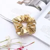 Women Pu Faux Leather Elastic Hair Ties Girls Hairband Rope Ponytail Holder Scrunchie Gold Black Headbands Accessories