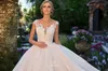 2018 New Vintage Ball Gown Wedding Dresses with Sheer Neck Capped Sleeves Appliqued Lace Wedding Gowns Vestidos Arabic Bridal Gowns