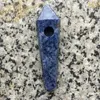 الأزرق الطبيعي بقعة Sodalite الكوارتز التدخين الأنابيب الكريستال حجر القمة العصا نقطة السيجار أنابيب مع 2 مرشحات معدنية