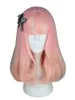 Perruque lisse rose pale avec frange 40 cm, cosplay fashion fantasy lolita