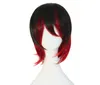 czerwona i czarna peruka ombre